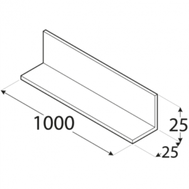 Profilis – L formos PKR 6A 25 x 2 x 1000 mm, 8 vnt.