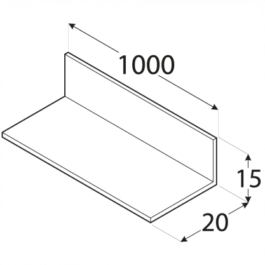 Profilis – nelyginis L formos PKN 3A 20 x 15 x 2 x 1000 mm, 8 vnt.