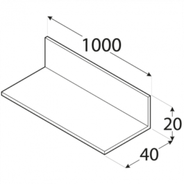 Profilis – nelyginis L formos PKN 7A 40 x 20 x 2 x 1000 mm, 8 vnt.