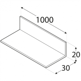 Profilis – nelyginis L formos PKN 5A 30 x 20 x 2 x 1000 mm, 8 vnt.