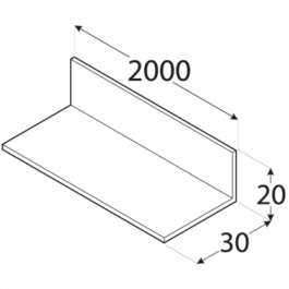 Profilis – nelyginis L formos PKN 16A 30 x 20 x 2 x 2000 mm, 4 vnt.