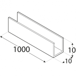 Profilis – U formos PC 3A 10 x 10 x 1.5 x 1000 mm, 8 vnt.