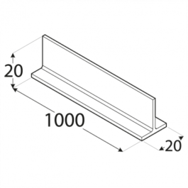Profilis – T forma PT 3A 20 x 20 x 2 x 1000 mm, 8 vnt.