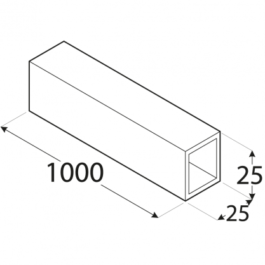 Profilis – Kvadratinis vamzdis PRK 4A 25 x 1.5 x 1000 mm, 8 vnt.